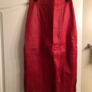 Red genuine leather long skirt size 16W